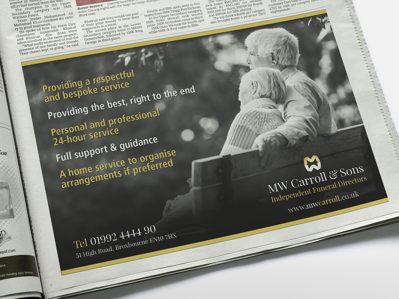 MW Carroll & Sons - Newspaper Advert 1