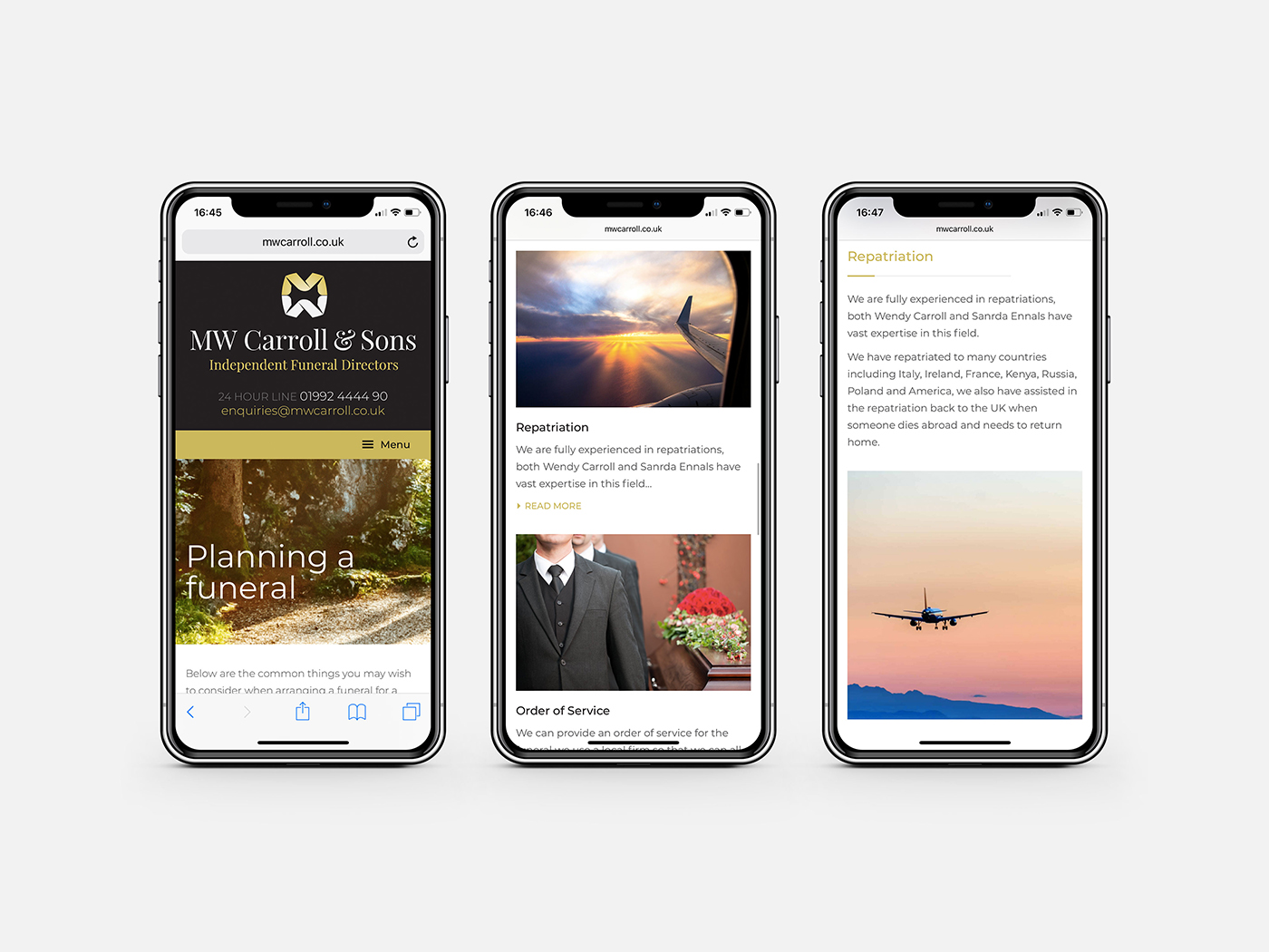 MW Carroll & Sons - Responsive Website - Mobile - iPhone X